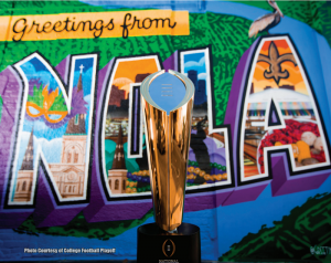 CFP Trophy with NOLO backdrop
