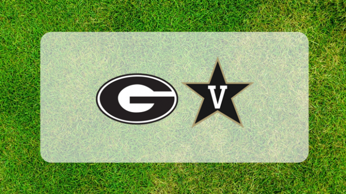 Georgia-Vanderbilt logos on grass