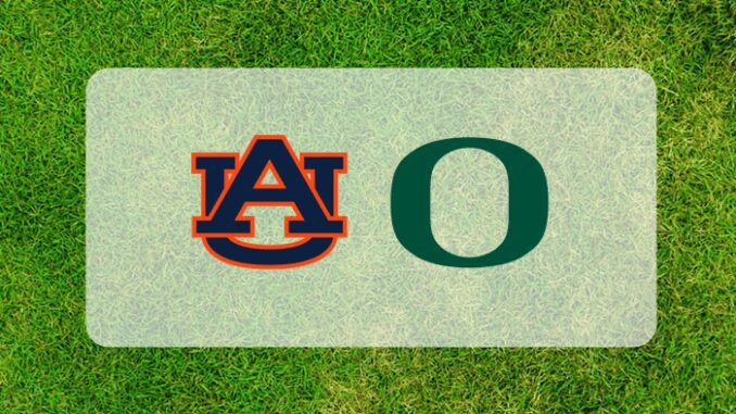 Auburn Oregon logos on grass