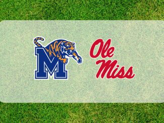 Ole Miss-Memphis logos on grass