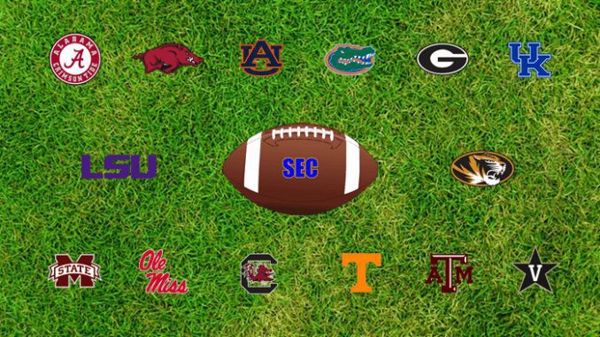 SEC logos on green field