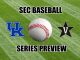 Kentucky and Vanderbilt logos with baseball